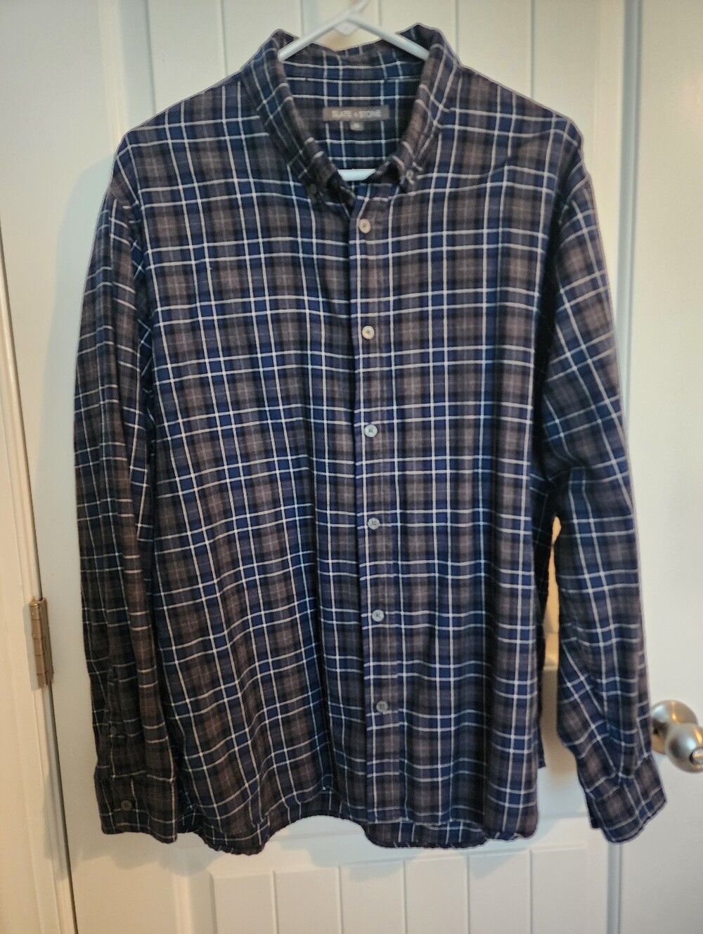 Slate & Stone Navy and Gray Plaid Button-Down Shirt